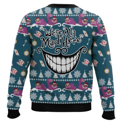 Hooktab We’re All Mad Here Alice In Wonderland Ugly Christmas Sweater