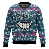 Hooktab We're All Mad Here Alice In Wonderland Ugly Christmas Sweater
