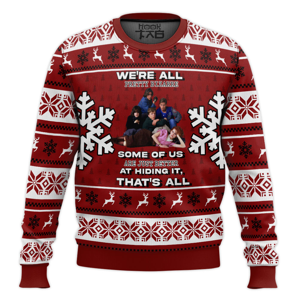 Hooktab We're All Pretty Bizarre The Breakfast Club Ugly Christmas Sweater Hooktab We're All Pretty Bizarre The Breakfast Club Ugly Christmas Sweater