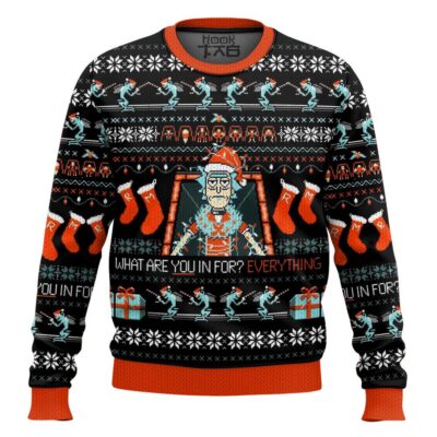 What Are You In For? Everything Rick And Morty Ugly Christmas Sweater