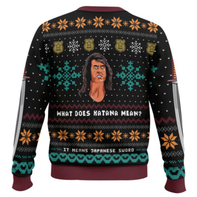 Hooktab What Does Katana Mean? Samurai Cop Ugly Christmas Sweater