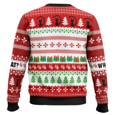Hooktab What? Funny Black Cat Ugly Christmas Sweater