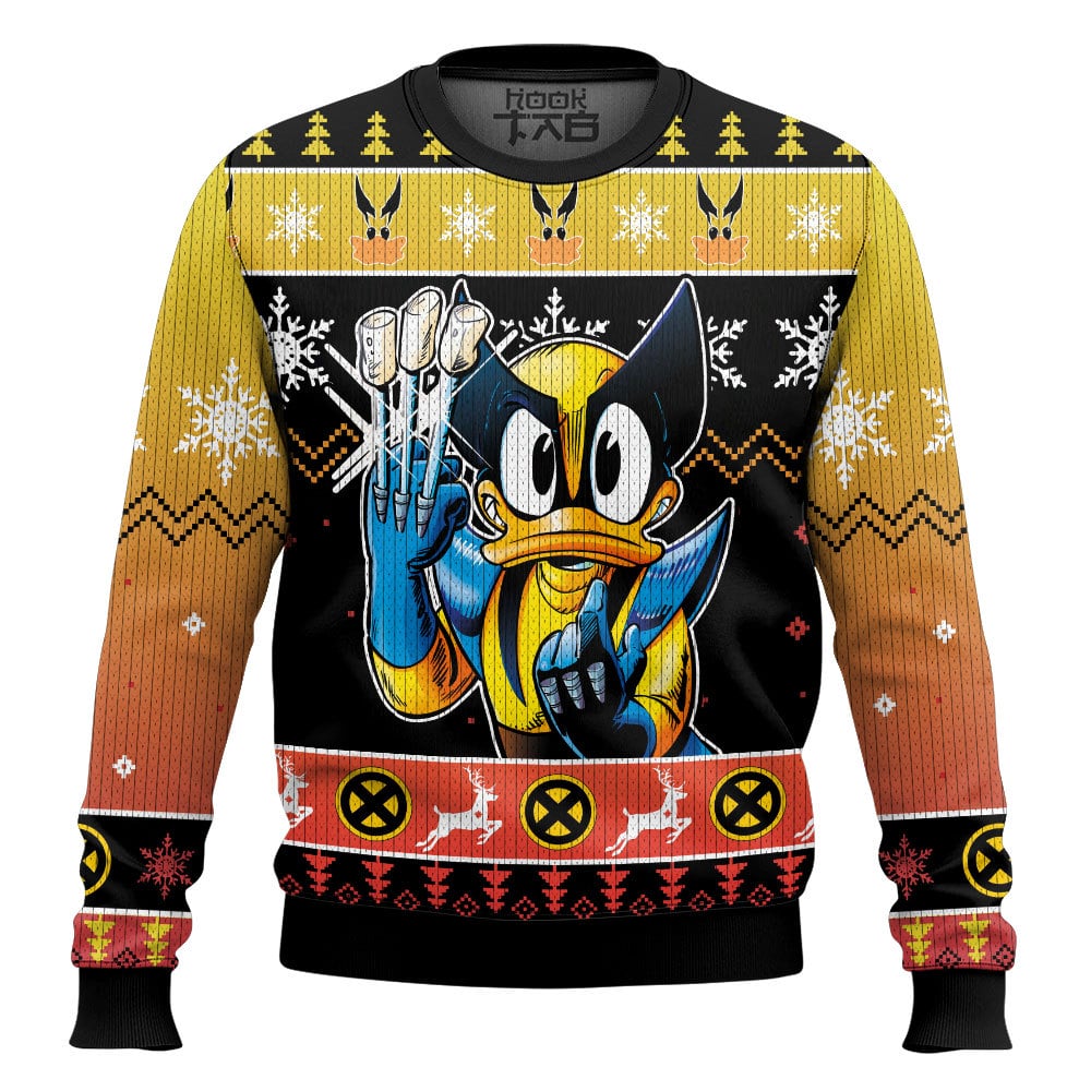 Hooktab What If Donal Duck Became Wolverine Ugly Christmas Sweater Hooktab What If Donal Duck Became Wolverine Ugly Christmas Sweater