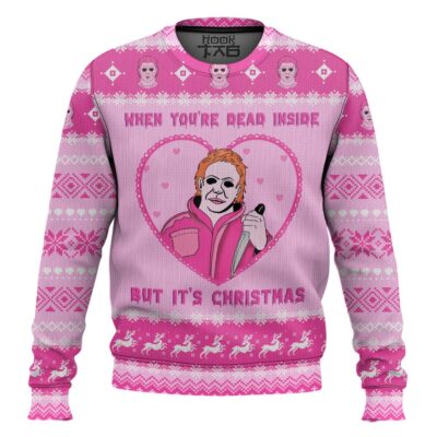 When Youre Dead Inside But It's Christmas Michael Myers Ugly Christmas Sweater