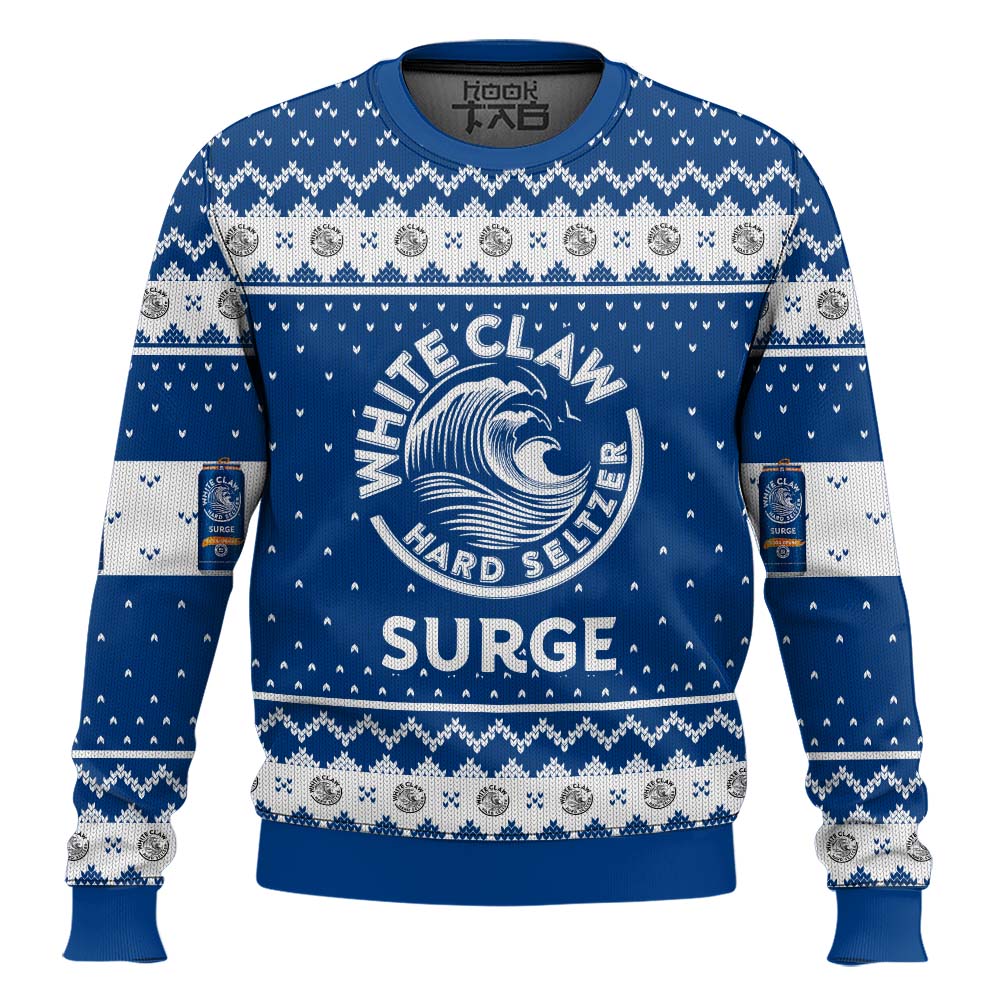 Hooktab White Claw Hard Seltzer Surge Ugly Christmas Sweater Hooktab White Claw Hard Seltzer Surge Ugly Christmas Sweater
