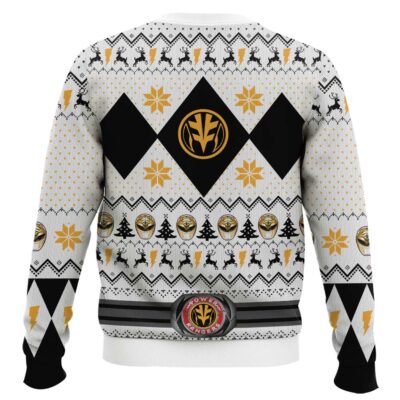 Hooktab White Ranger Mighty Morphin Power Ranger Ugly Christmas Sweater
