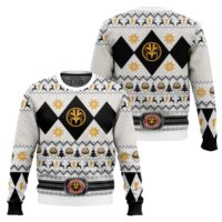 Hooktab White Ranger Mighty Morphin Power Ranger Ugly Christmas Sweater