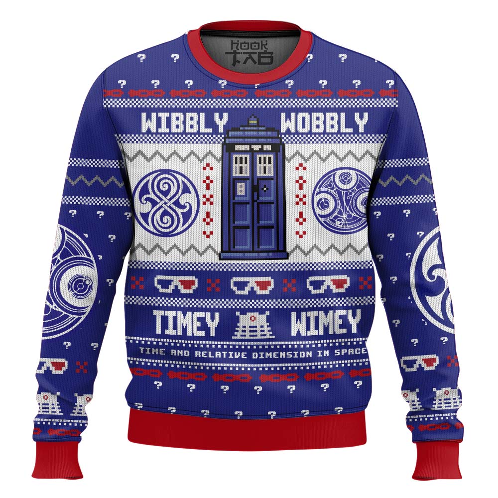 Hooktab Wibbly Wobbly Timey Wimey Doctor Who Ugly Christmas Sweater Hooktab Wibbly Wobbly Timey Wimey Doctor Who Ugly Christmas Sweater