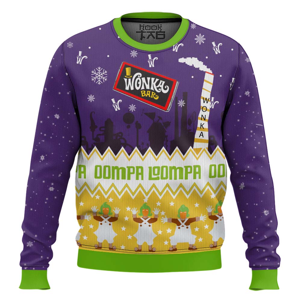 Hooktab Willy Wonka & The Chocolate Factory Ugly Christmas Sweater Hooktab Willy Wonka & The Chocolate Factory Ugly Christmas Sweater