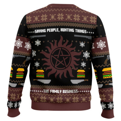 Hooktab Winchester Family Business Supernatural Ugly Christmas Sweater