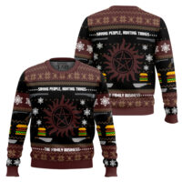 Hooktab Winchester Family Business Supernatural Ugly Christmas Sweater