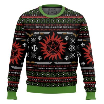 Winchester Family Saving People Hunting Things Supernatural Ugly Christmas Sweater