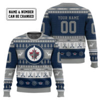 Hooktab Winnipeg Jets - Custom Name And Number Ugly Sweater