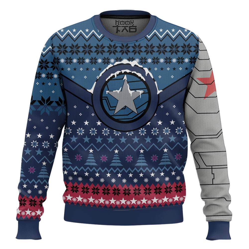Hooktab Winter Soldier Bucky Barnes Ugly Christmas Sweater Hooktab Winter Soldier Bucky Barnes Ugly Christmas Sweater