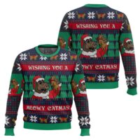Hooktab Wishing You A Meowy Catmas Ugly Christmas Sweater
