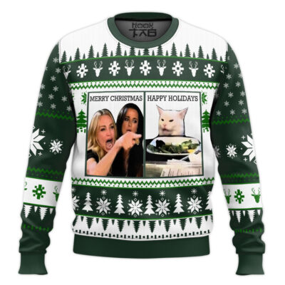Woman Yelling At A Cat Meme Ugly Christmas Sweater