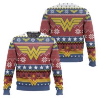 Hooktab Wonder Woman Logo Ugly Christmas Sweater