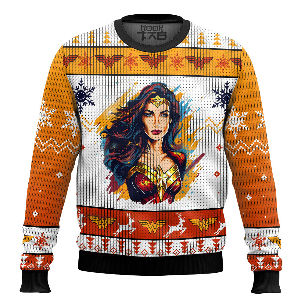 Hooktab Wonder Woman Ugly Christmas Sweater Hooktab Wonder Woman Ugly Christmas Sweater