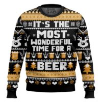Hooktab Wonderful Time For A Beer Ugly Christmas Sweater