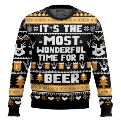 Wonderful Time For A Beer Ugly Christmas Sweater