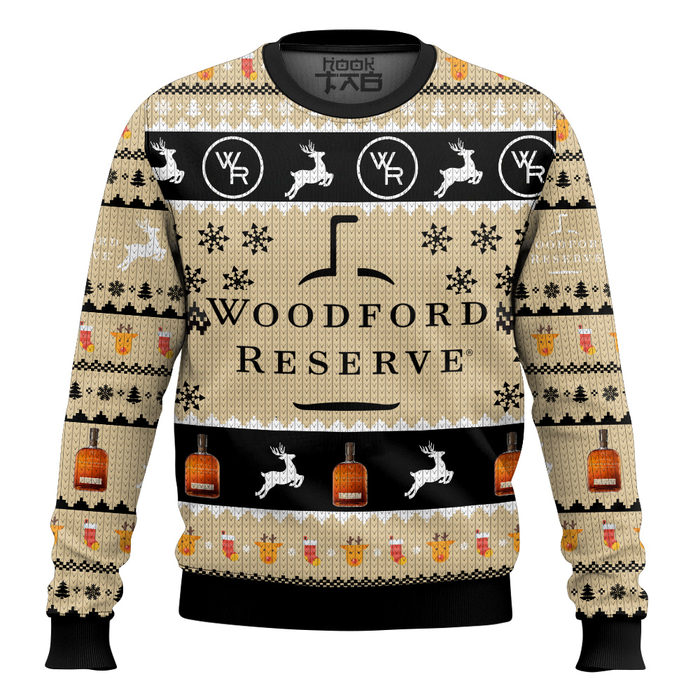 Hooktab Woodford Reserve Reindeer Ugly Christmas Sweater Hooktab Woodford Reserve Reindeer Ugly Christmas Sweater