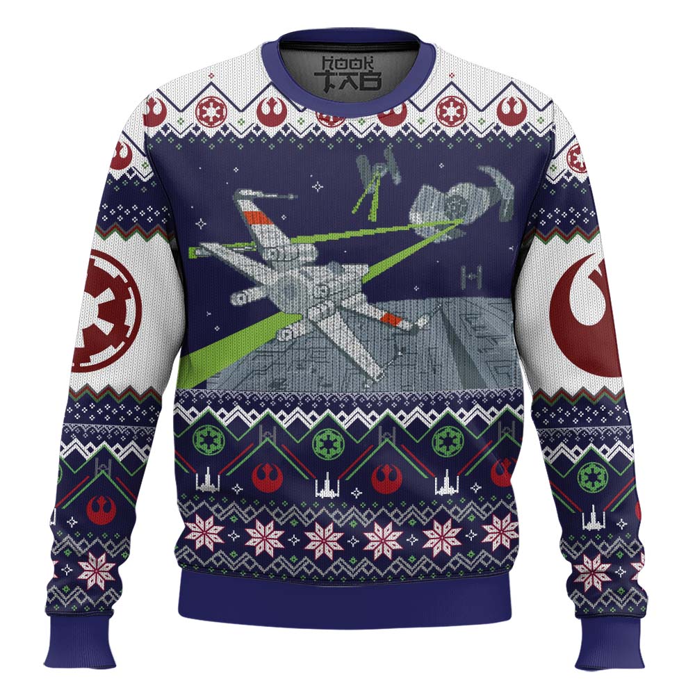 Hooktab X-wing vs TIE Fighter Star Wars Ugly Christmas Sweater Hooktab X-wing vs TIE Fighter Star Wars Ugly Christmas Sweater