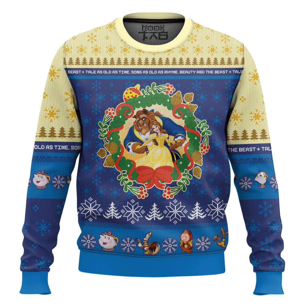 Hooktab Xmas Beauty And The Beast Disney Ugly Christmas Sweater Hooktab Xmas Beauty And The Beast Disney Ugly Christmas Sweater