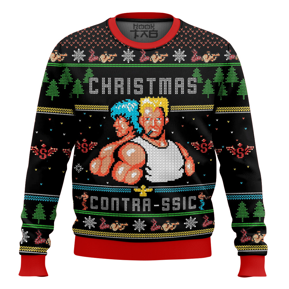 Hooktab Xmas Contra-ssic Contra Ugly Christmas Sweater Hooktab Xmas Contra-ssic Contra Ugly Christmas Sweater