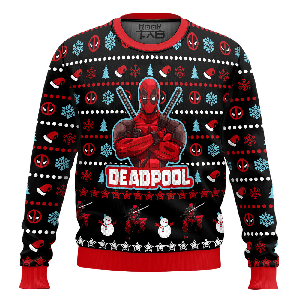Hooktab Xmas Deadpool Ugly Christmas Sweater Hooktab Xmas Deadpool Ugly Christmas Sweater