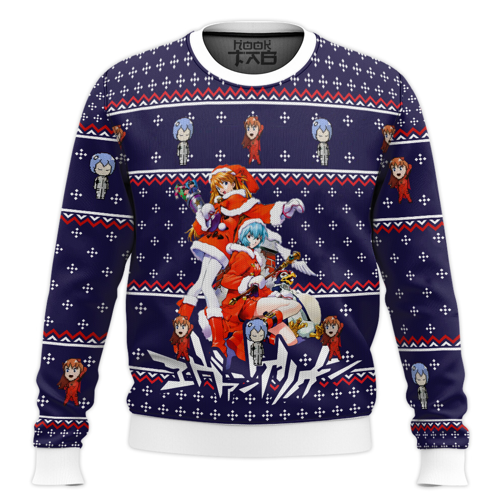 Hooktab Xmas Evangelion Ugly Christmas Sweater Hooktab Xmas Evangelion Ugly Christmas Sweater