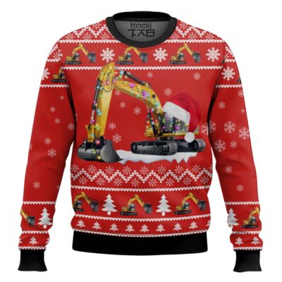 Xmas Excavator - Custom Name Ugly Christmas Sweater