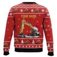 Hooktab Xmas Excavator - Custom Name Ugly Christmas Sweater
