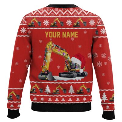 Hooktab Xmas Excavator – Custom Name Ugly Christmas Sweater