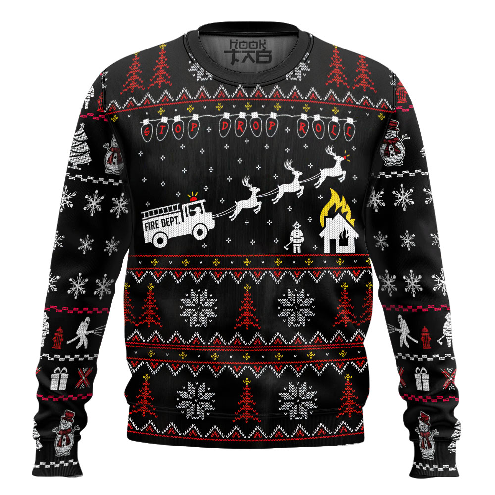 Hooktab Xmas Firefighter Ugly Christmas Sweater Hooktab Xmas Firefighter Ugly Christmas Sweater
