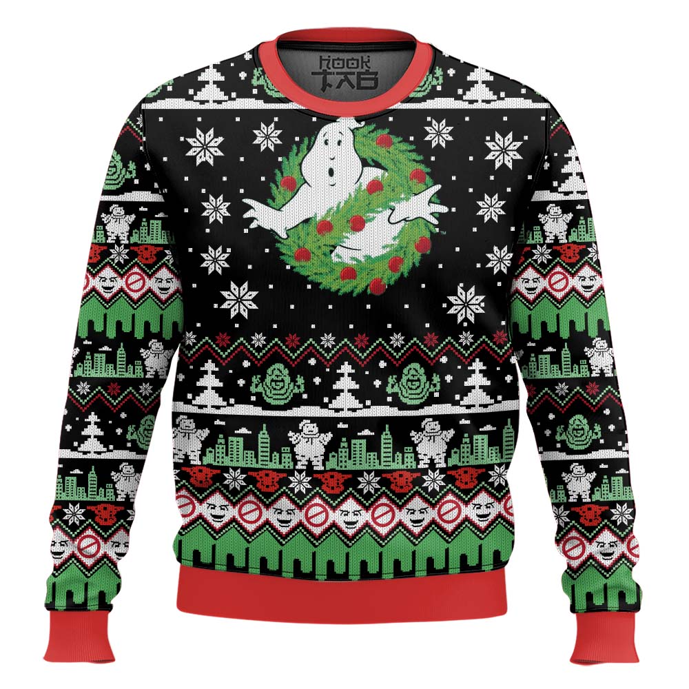 Hooktab Xmas Ghost Ghostbusters Ugly Christmas Sweater Hooktab Xmas Ghost Ghostbusters Ugly Christmas Sweater