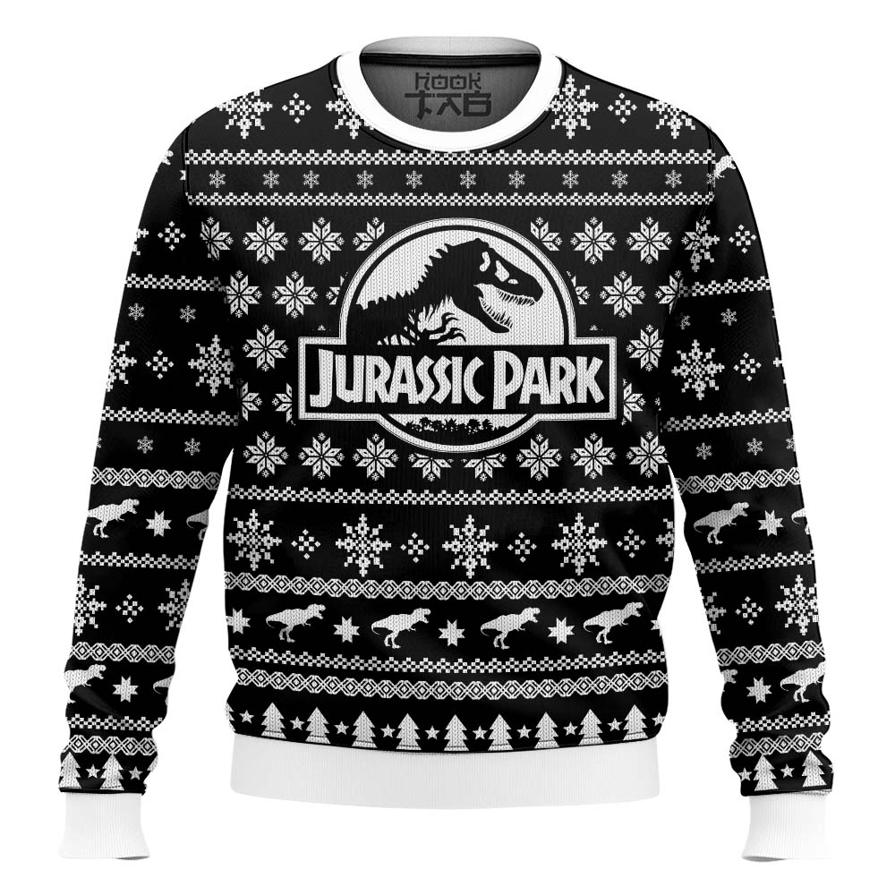 Hooktab Xmas Night Jurassic Park Ugly Christmas Sweater Hooktab Xmas Night Jurassic Park Ugly Christmas Sweater