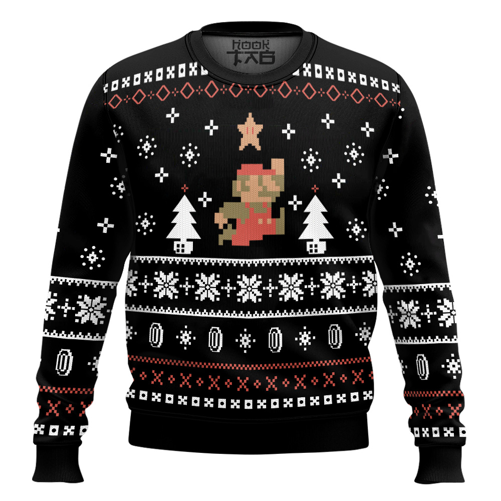 Hooktab Xmas Night Super Mario Ugly Christmas Sweater Hooktab Xmas Night Super Mario Ugly Christmas Sweater
