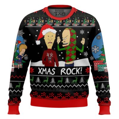 Xmas Rock Beavis And Butthead Ugly Christmas Sweater