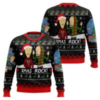 Hooktab Xmas Rock Beavis And Butthead Ugly Christmas Sweater