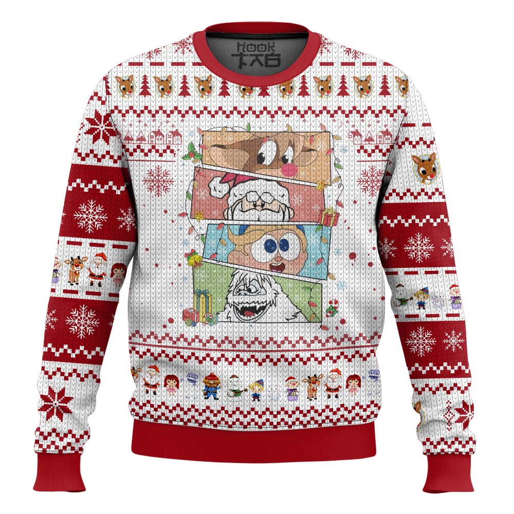 Hooktab Xmas Rudolph The Red-nosed Reindeer Ugly Christmas Sweater Hooktab Xmas Rudolph The Red-nosed Reindeer Ugly Christmas Sweater