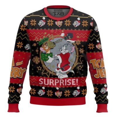 Xmas Surprise! Tom And Jerry Ugly Christmas Sweater