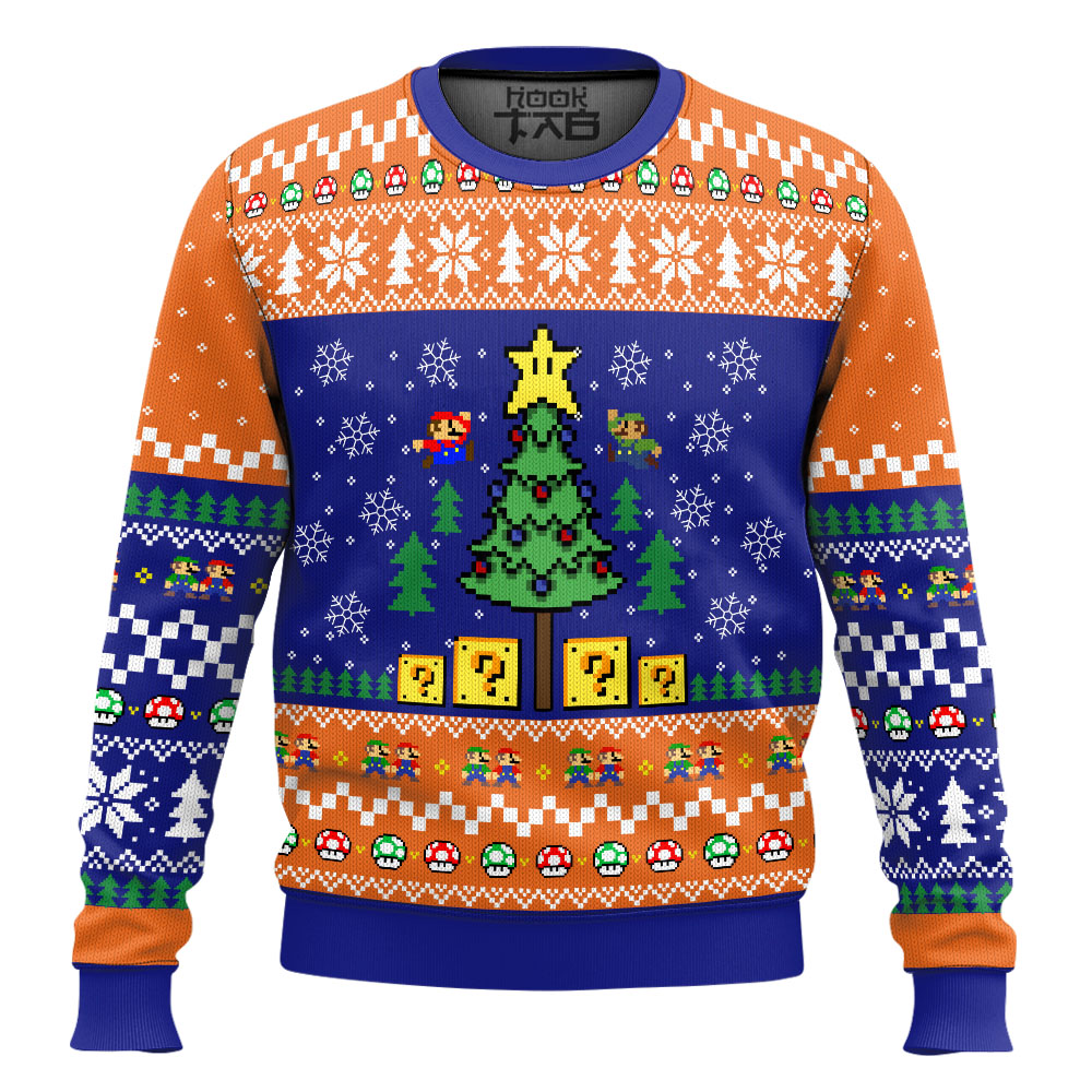 Hooktab Xmas Tree Super Mario Bros. Ugly Christmas Sweater Hooktab Xmas Tree Super Mario Bros. Ugly Christmas Sweater