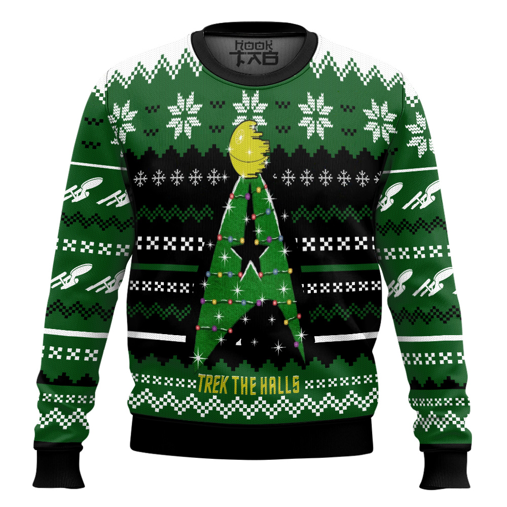 Hooktab Xmas Tree Trek The Halls Star Trek Ugly Christmas Sweater Hooktab Xmas Tree Trek The Halls Star Trek Ugly Christmas Sweater