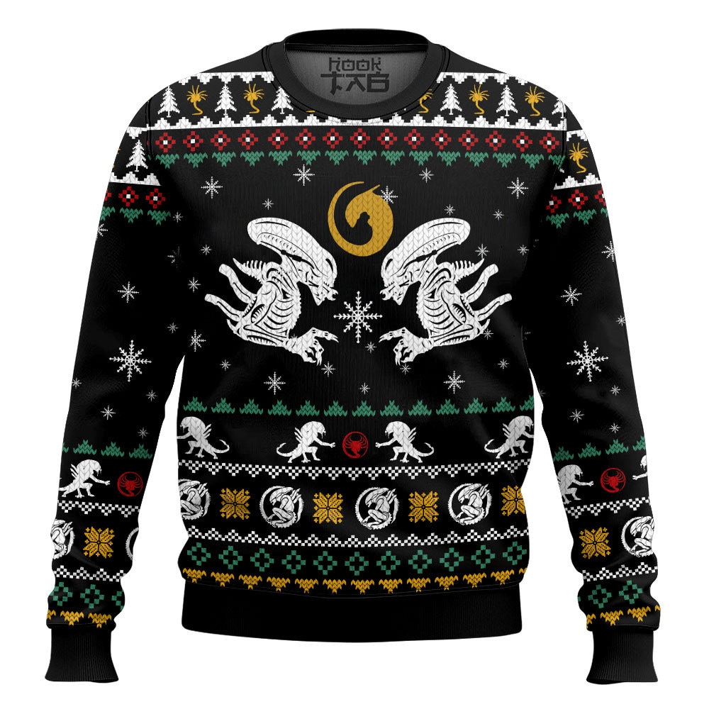 Hooktab Xmas Xenomorph Alien Ugly Christmas Sweater Hooktab Xmas Xenomorph Alien Ugly Christmas Sweater