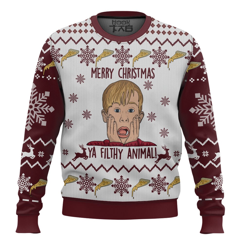 Hooktab Ya Filthy Animal Home Alone Ugly Christmas Sweater Hooktab Ya Filthy Animal Home Alone Ugly Christmas Sweater