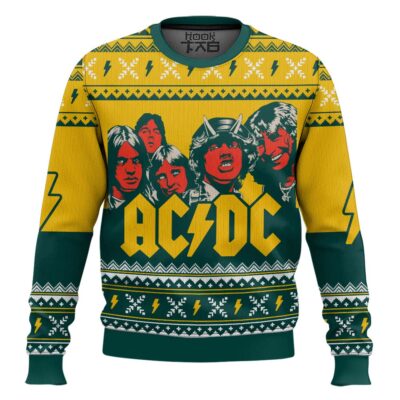 Yellow AC/DC Ugly Christmas Sweater