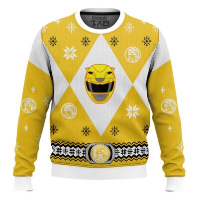 Yellow Ranger Mighty Morphin Power Ranger Ugly Christmas Sweater