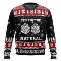 Hooktab Yes They're Natural Dice Dungeons & Dragons Ugly Christmas Sweater