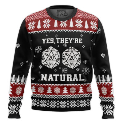 Yes They're Natural Dice Dungeons & Dragons Ugly Christmas Sweater