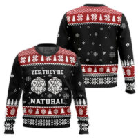 Hooktab Yes They're Natural Dice Dungeons & Dragons Ugly Christmas Sweater